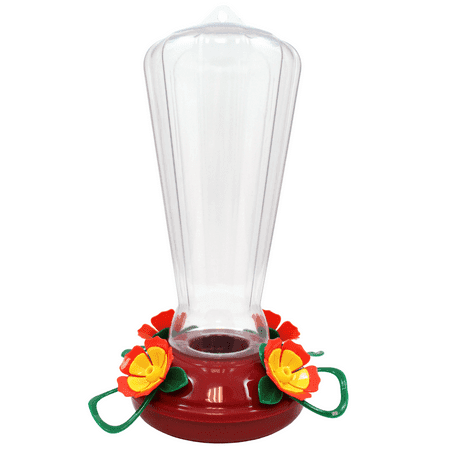 More Birds Hollyhock Hummingbird Feeder with 25 oz Nectar Capacity - Clear Plastic Design