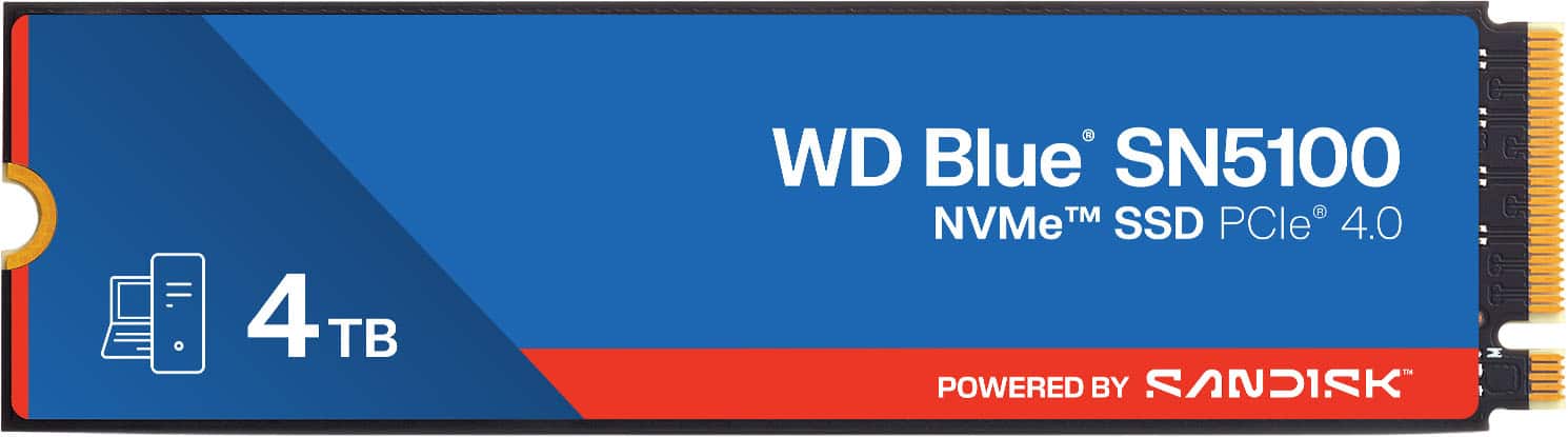 WD - Blue SN5100 4TB Internal SSD PCIe Gen 4 x4 NVMe for laptops and desktops