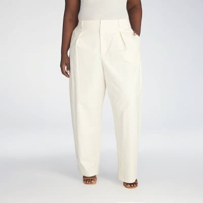 KBB by KAHLANA Women's 'The Mid-Rise Barrel Leg Trousers' - Cream 18