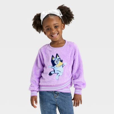 Toddler Girls' Bluey Woobie Pullover Sweatshirt - Purple 18M