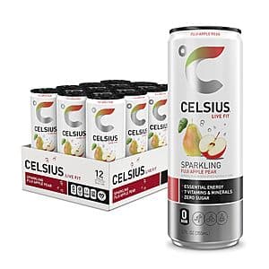 Celsius Essential Energy Drink, Sparkling Fuji Apple Pear (12-Pack)