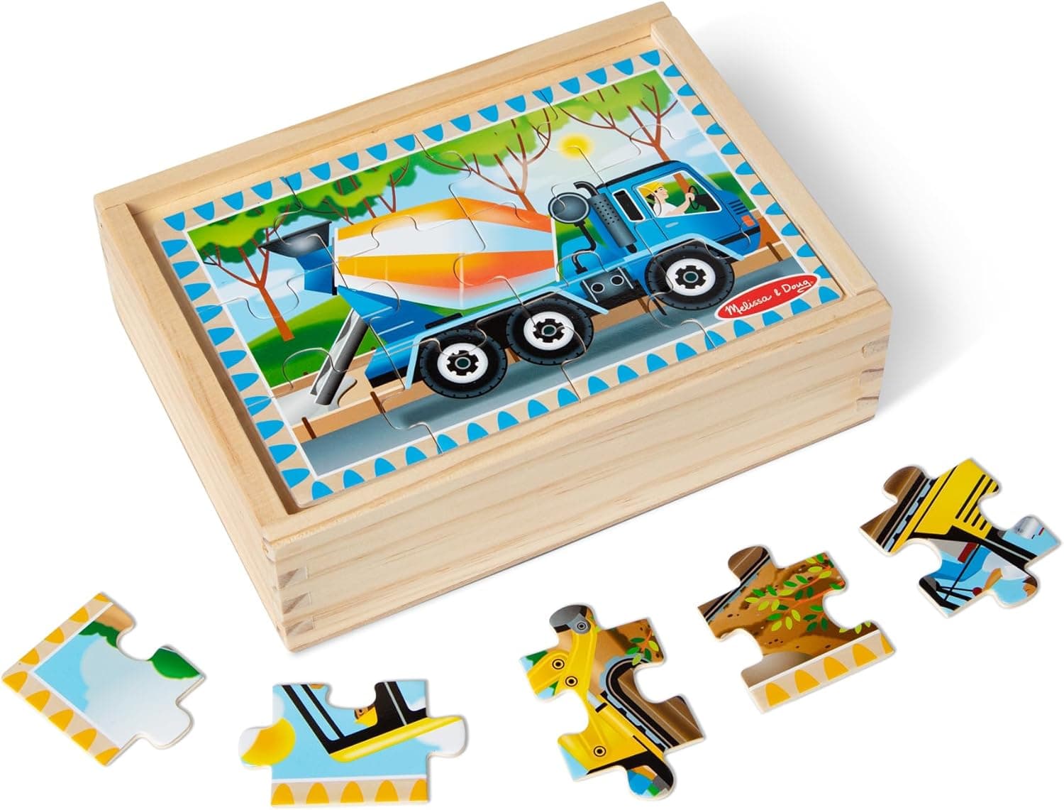 Melissa & Doug Wooden Construction Vehicles Puzzle Set