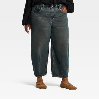 Women's High-Rise Easy Barrel Ankle Denim Jeans - Universal Thread™ Dark Brown 30