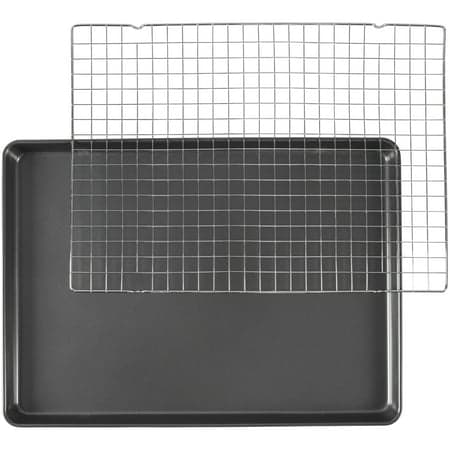 Wilton Premium Bakeware Set Non-Stick Mega Cookie Sheet 21x15 & Cooling Rack for Cooking & Baking Rectangular Shape, Packaging May Vary