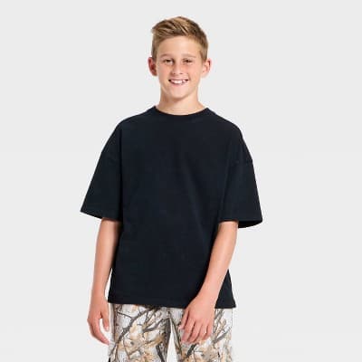 Boys' Heavyweight Short Sleeve T-Shirt - art class™ Black L