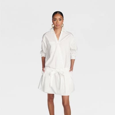 KBB by KAHLANA Women's 'The Apron Shirt Dress' - White XXS