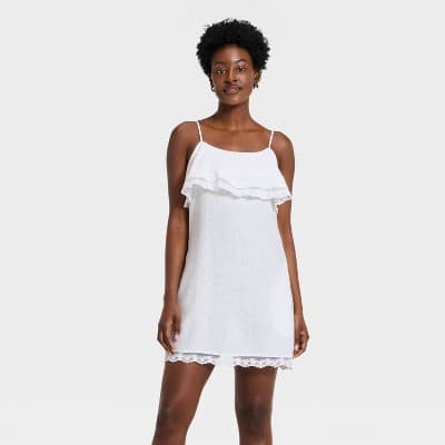 Women's Sleeveless Western Mini Sundress - Universal Thread™ White L