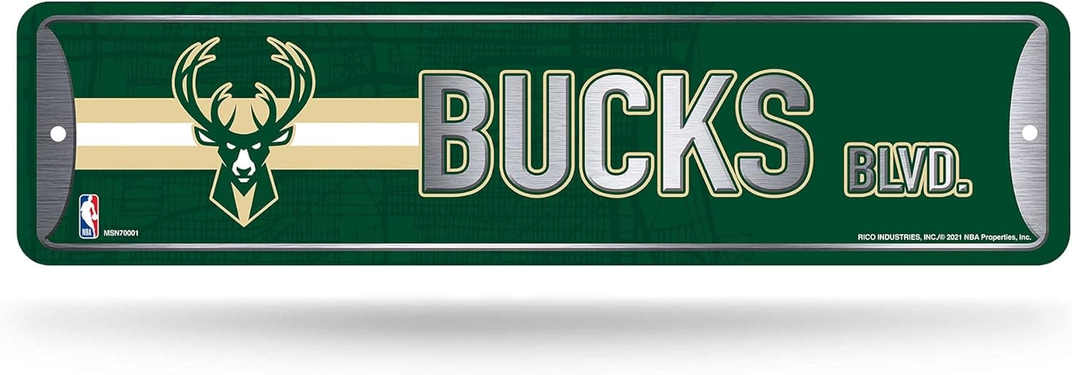 Bring the Bucks Home with this NBA Metal Street Sign