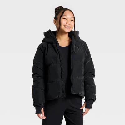 Girls' Puffer Jacket - All In Motion™ Black XS