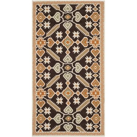 SAFAVIEH Veranda Leptis Geometric Indoor/Outdoor Area Rug, 2'7" x 5', Chocolate/Terracotta