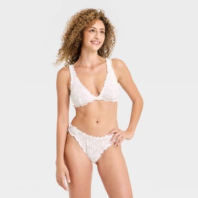 Women's Lace Bralette & Panty Set - Wild Fable™ White S