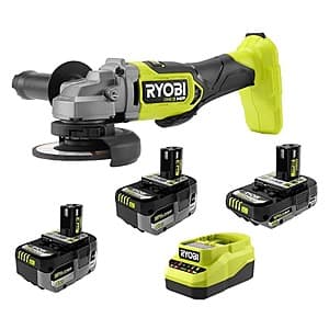 RYOBI 18V Cordless Angle Grinder with Powerful Batteries