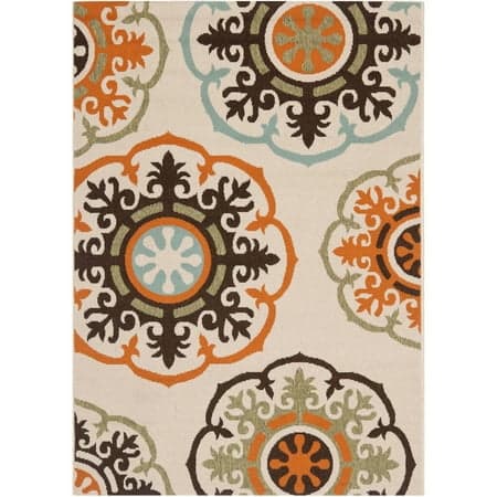 SAFAVIEH Veranda Maras Geometric Indoor/Outdoor Area Rug, 8' x 11'2", Cream/Terracotta