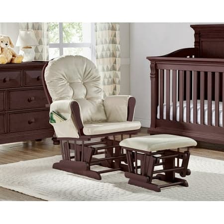 Suite Bebe Mason Glider & Ottoman, Espresso Finish with Beige Cushions