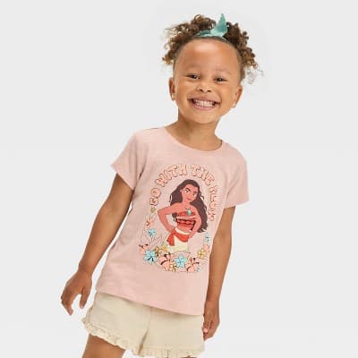 Toddler Girls' Disney Moana Short Sleeve Graphic T-Shirt - Coral Pink 2T