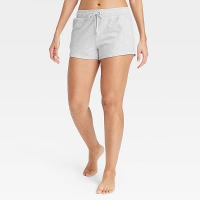 Women's Fleece Shorts - Auden™ Gray M: Cotton Blend, Recycled Polyester, Spandex, Midweight Knit, , 3" Inseam