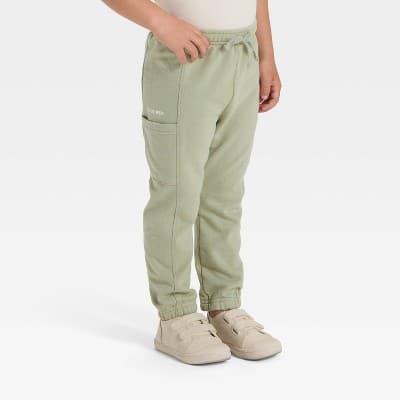 Toddler Boys' Washed French Terry Jogger Pants - Cat & Jack™ Olive Green 12M