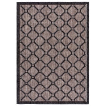 SAFAVIEH Courtyard Fisher Geometric Quatrefoil Indoor/Outdoor Area Rug, 2' x 3'7", Natural/Black