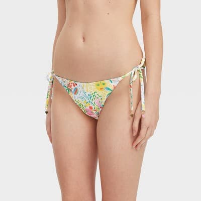 Women's Vacation/Star Geo Reversible Side-Tie Bikini Bottoms Yellow/Green - Roller Rabbit x Target L