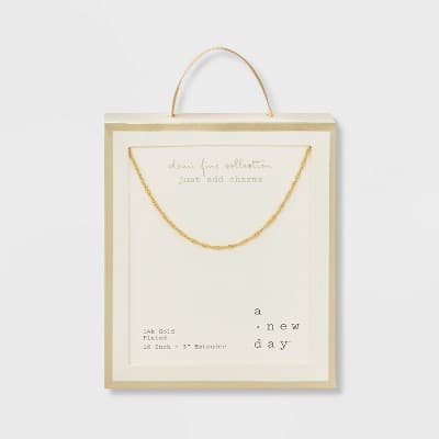 14k Gold Plated Brass Twisted Singapore Chain Necklace - A New Day™ Gold: 19 Inch, Polished, Nickel-Free, Fashion Jewelry