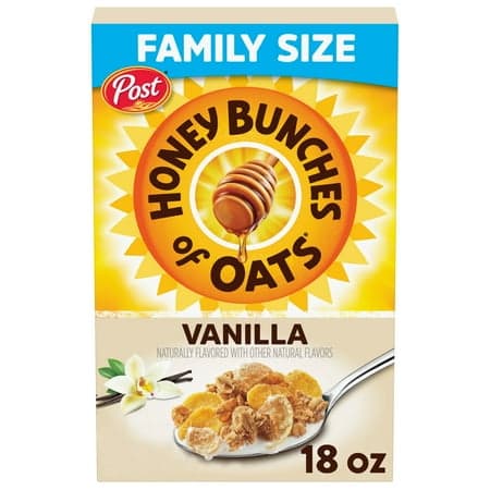 Honey Bunches of Oats Vanilla Breakfast Cereal with Crunchy Oats and Granola, Family Size 18 oz Box