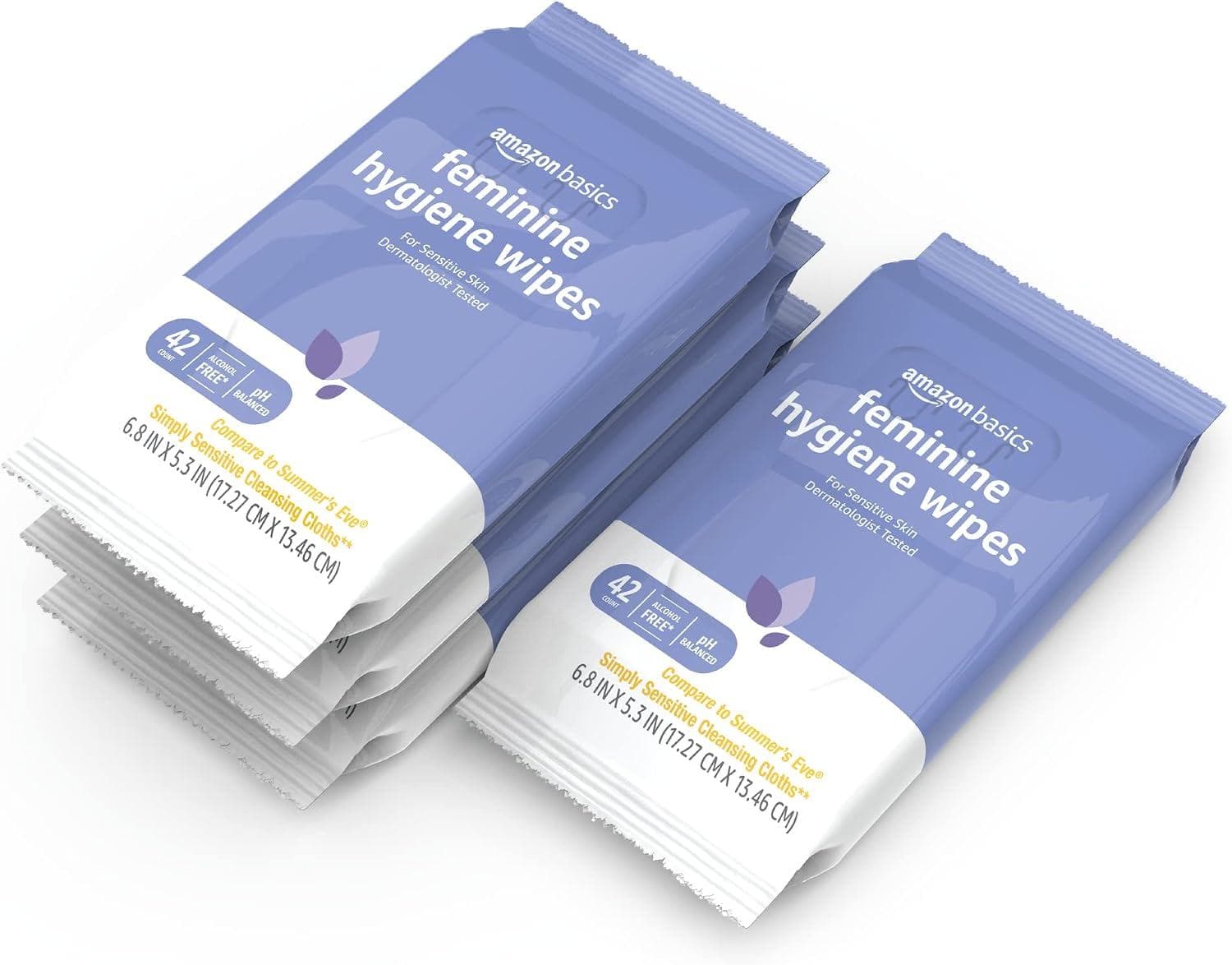 Amazon Basics Flushable Feminine Wipes, 168-Count