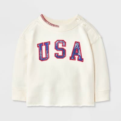 Baby 4th of July Crewneck Sweatshirt - Cat & Jack™ Cream 6-9M