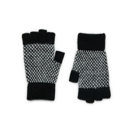 Time and Tru Women's Birdseye Cuffed Fingerless Gloves, Knit, One Size Fits Most, Black Soot