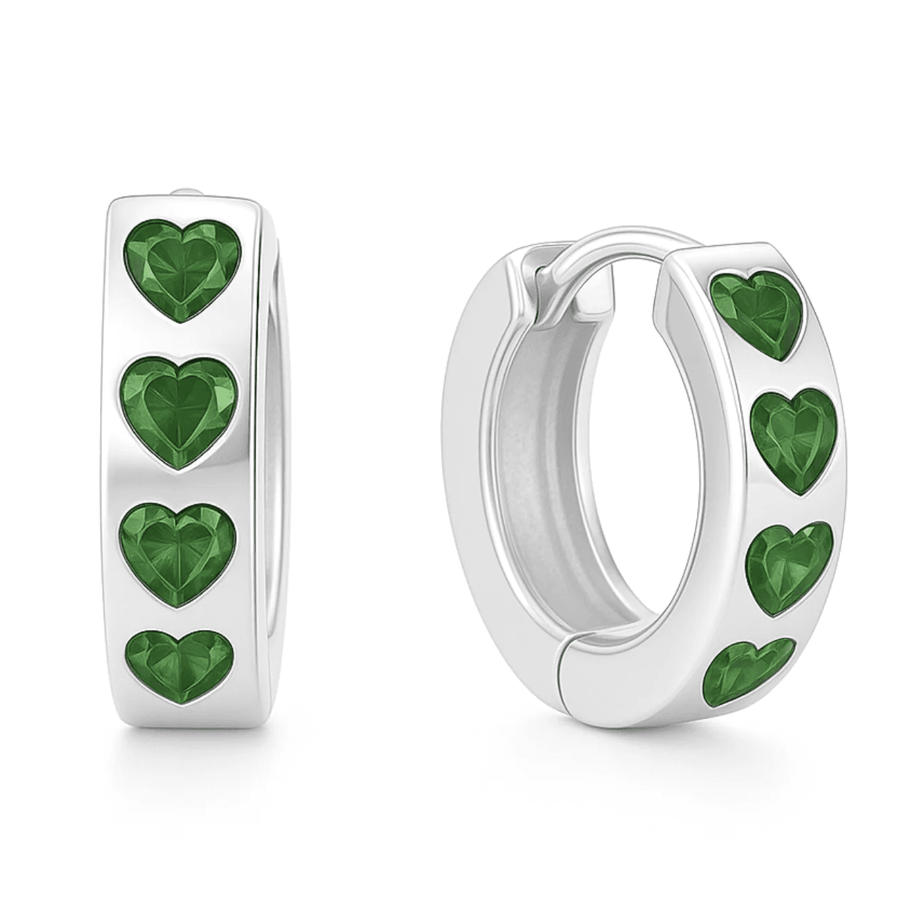 Created Emerald Heart Hoop Earrings $13