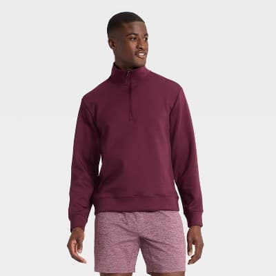 Men's Spacer Half Zip Sweatshirt - All In Motion™ Burgundy XXL