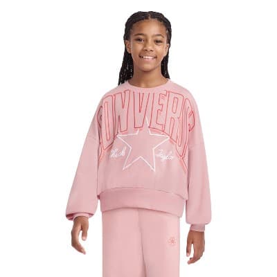 Converse® Girls' French Terry Crewneck Pullover Sweatshirt - Peach Pink M