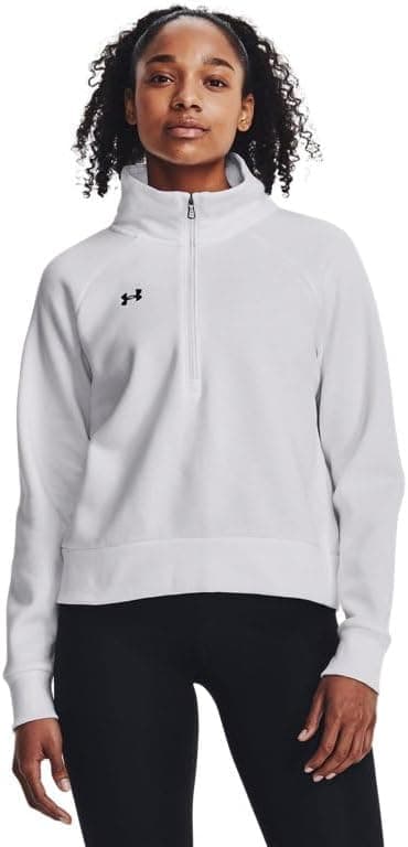 Under Armour Womens Rival Fleece Half Zip, (100) White / / Black, XX-Large