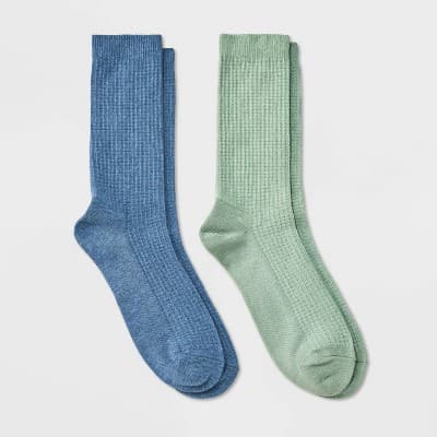 Men's 2pk Casual Crew Socks - Goodfellow & Co™ Heathered Blue 6-12