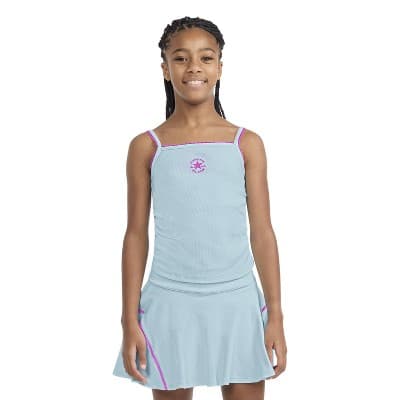 Converse® Girls' Picot Trim Ribbed Tank Top - Light Blue M