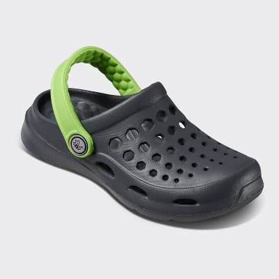 Joybees Toddler Harper Slip-On Clogs - Charcoal/Lime 4-5T: Non-Marking Sole, Closed Round Toe, Medium Width