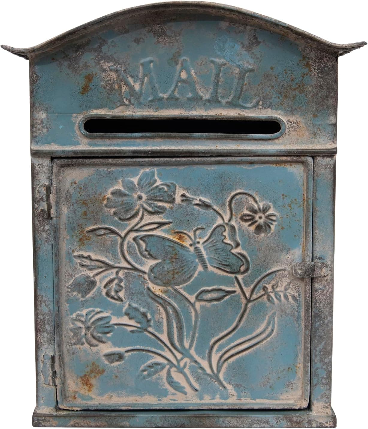 Distressed Blue Embossed Tin Mailbox at 31% Off