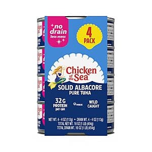 Canned Tuna Savings: 4-Pack of Wild Caught Albacore from Chicken of the Sea
