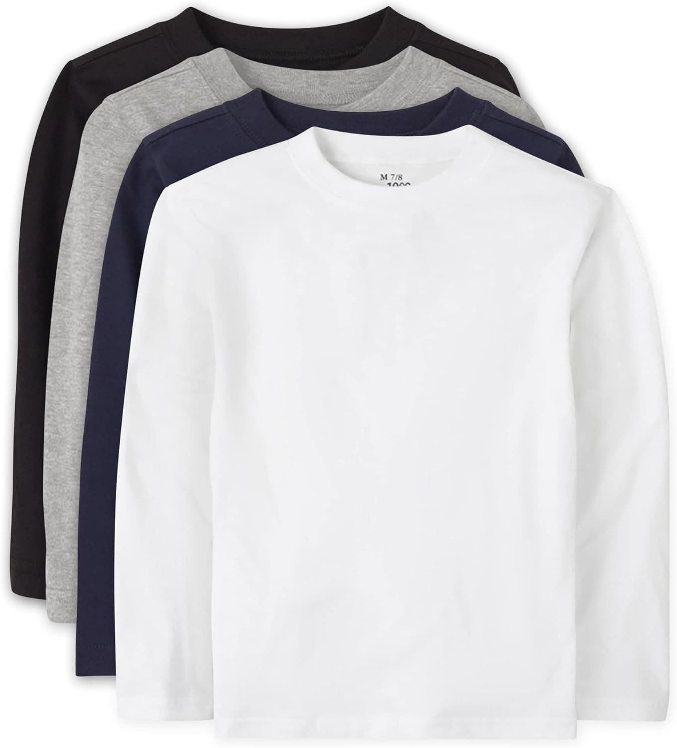 The Children's Place baby boys And Toddler Long Sleeve Basic Layering T-shirt T Shirt, Black/H Smoke/New Navy/White 4 Pack, 12-18 Months US