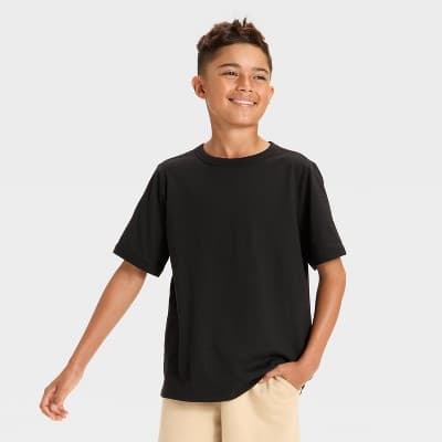 Boys' Solid Short Sleeve T-Shirt - art class™ Black XS