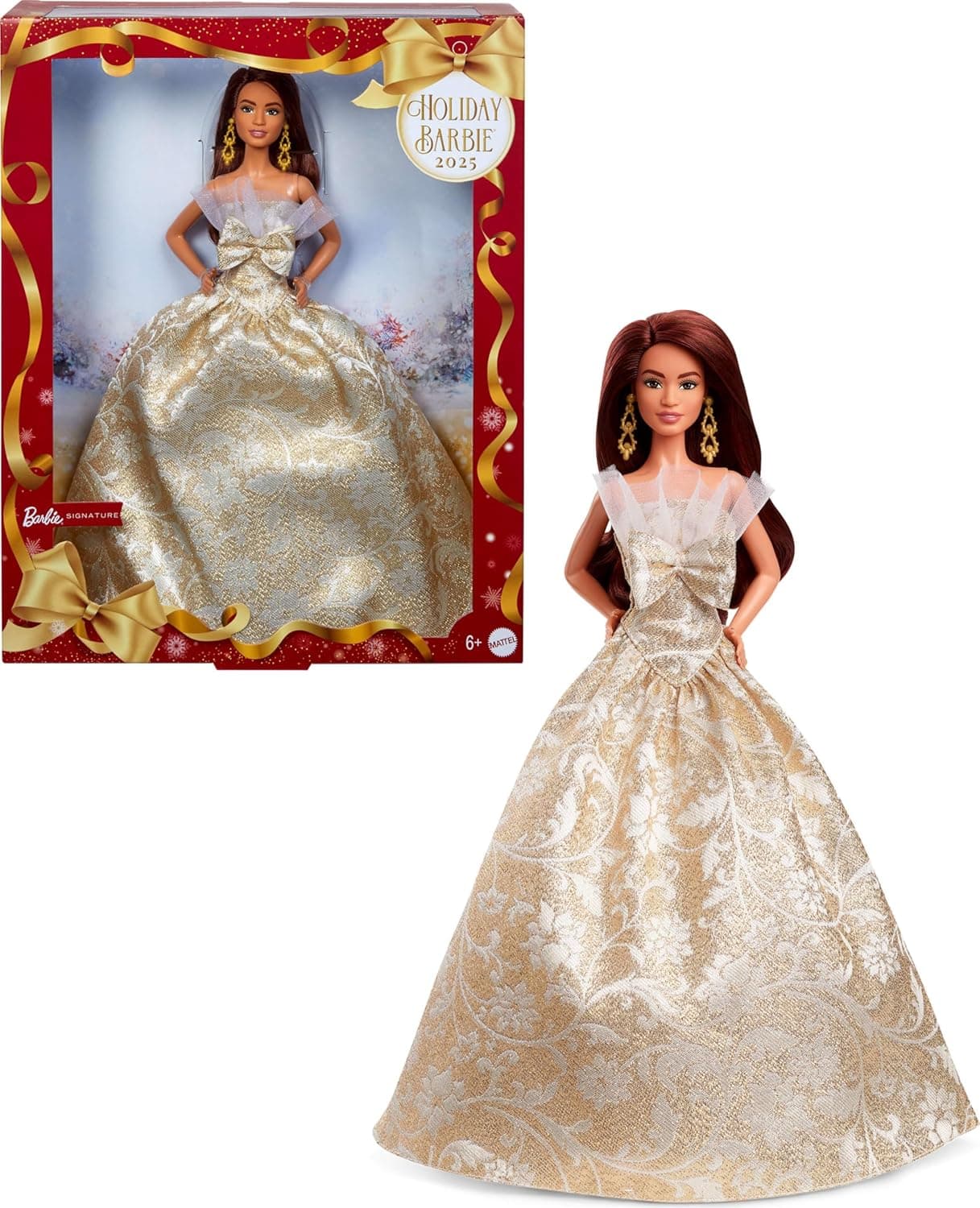 Barbie Signature Holiday Doll: Elegant Silver & Gold Gown