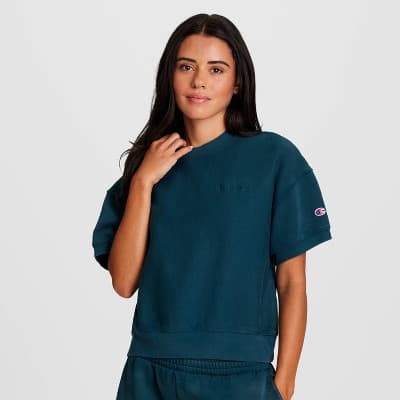 Champion Women's Vintage Wash Short Sleeve Fleece T-Shirt - Blue XS