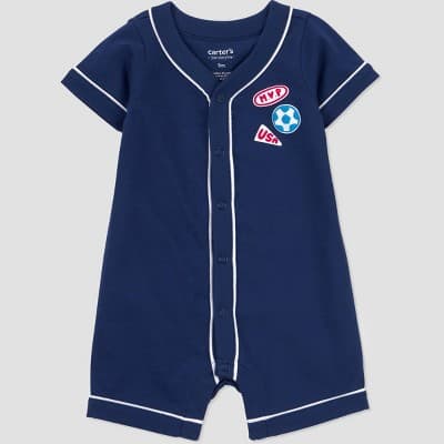 Carter's Just One You® Baby Boys' 4th of July Soccer Romper - Navy Blue/White/Red 18M