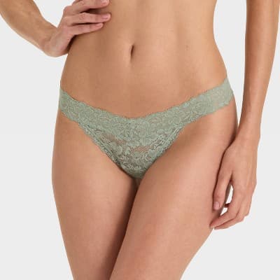 Women's Allover Lace Thong Underwear - Auden™ Green L