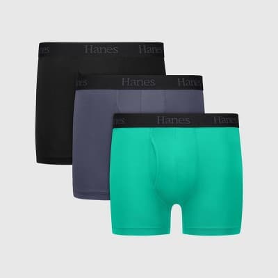 Hanes Originals Premium Men's Super Stretch Trunks 3pk - Green/Gray/Black M