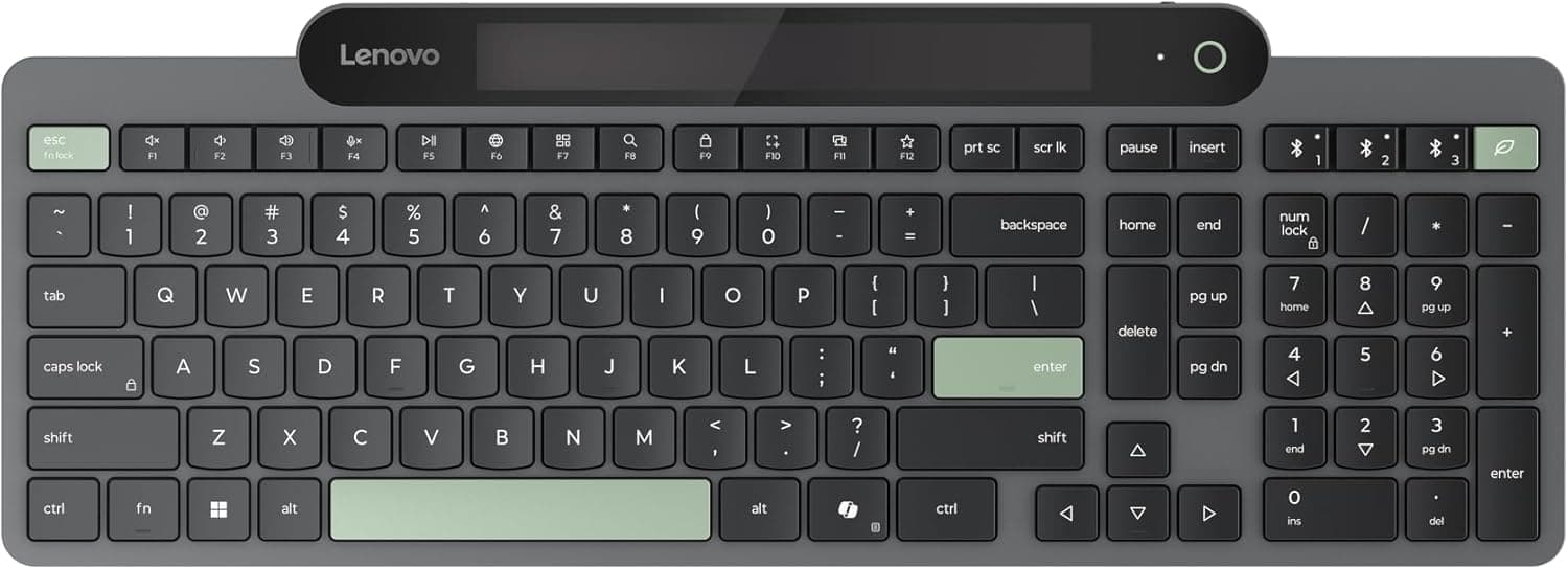 Lenovo 800 Self-Charging Bluetooth Keyboard - Wireless, Battery-Free