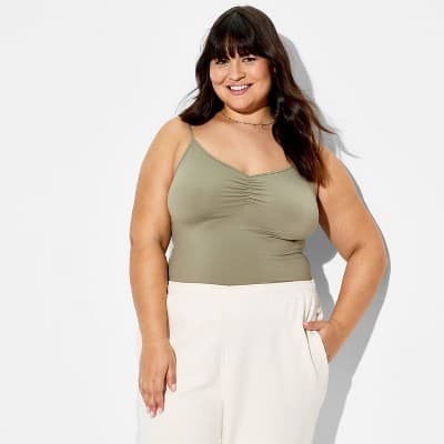 Women's Ruched ButterBliss V-Neck Cami - Wild Fable™ Dark Taupe XXL