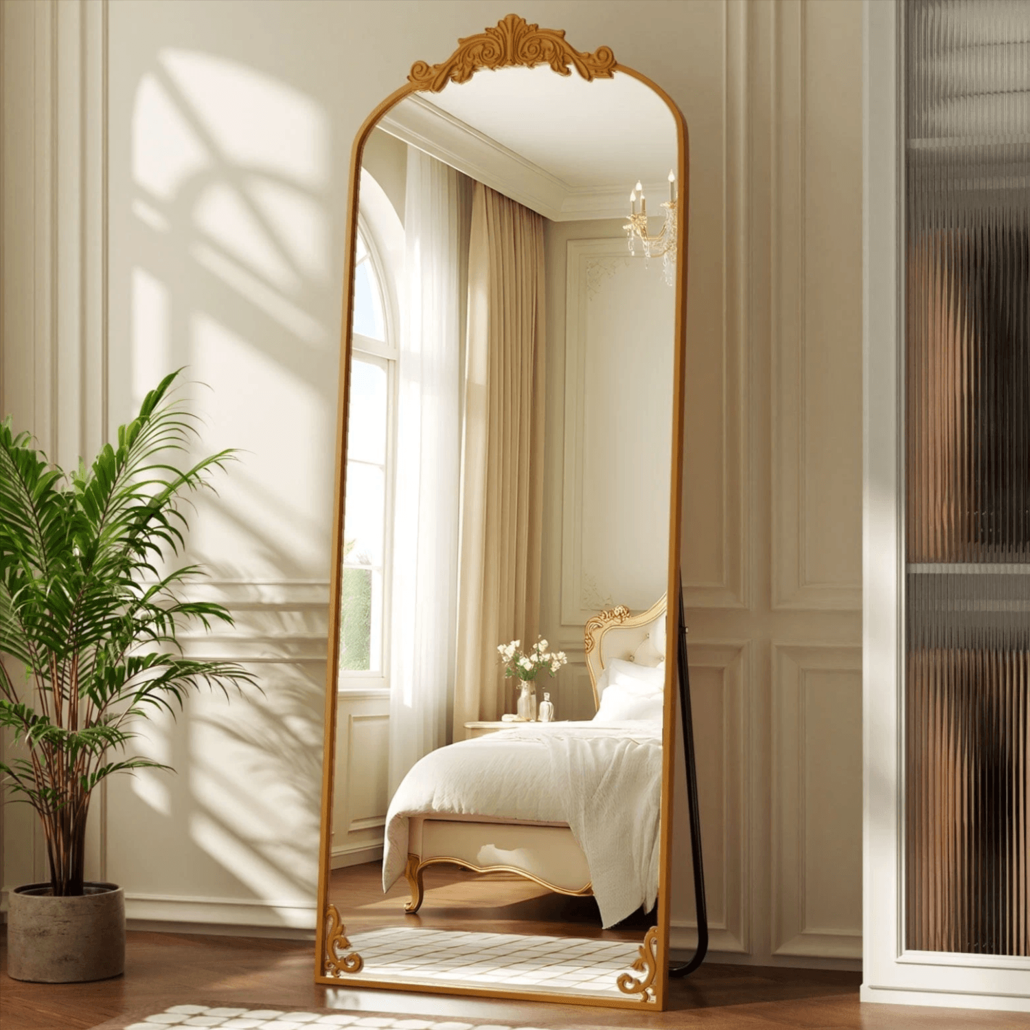 BEAUTYPEAK 72"x24" Full Length Mirror w/ Baroque Flower Head Design eBay