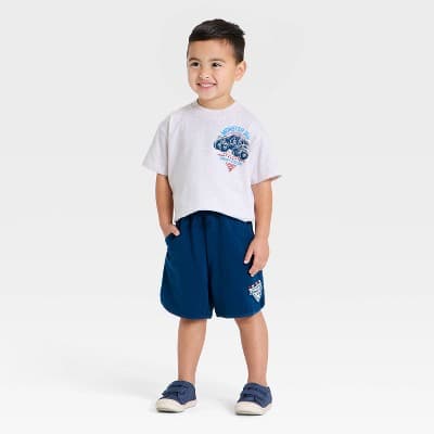 Toddler Boys' 2pc Monster Jam 4th of July T-Shirt and Shorts Set - Red/Blue 4T