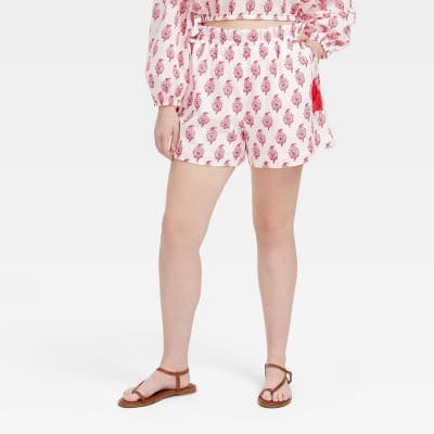 Women's Bouquet Side-Tie Beach Pull-On Shorts Pink - Roller Rabbit x Target S