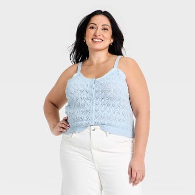 Women's Western Crafted Tank Top - Universal Thread™ Light Blue 2X